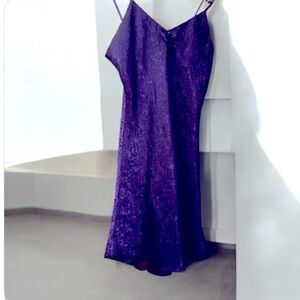 VINTAGE Victoria Secret Romantic Satin Slip Dress Sz P Purple Spaghetti Straps
